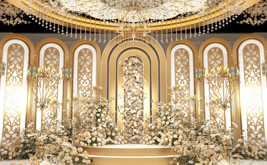 双流香槟色调婚礼堂效果展示